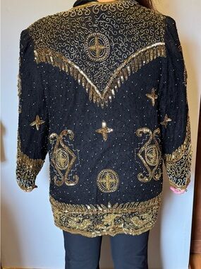 Black & Gold Embellished Women's Jacket
